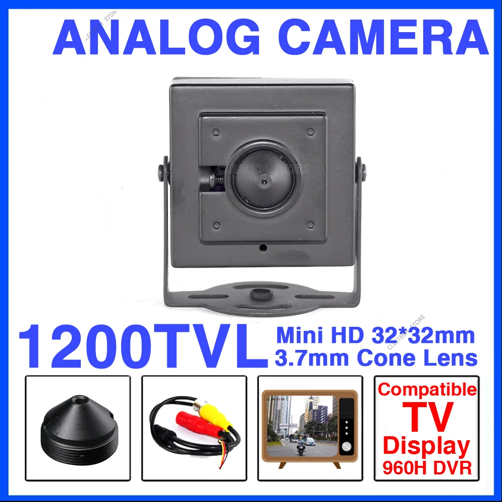 

High Res Daylight Vision Analog HD Mini CCTV CVBS Metal Video Compatible TV Super Small 32x32mm Home Car 3.7mm Cone Lens Bracket