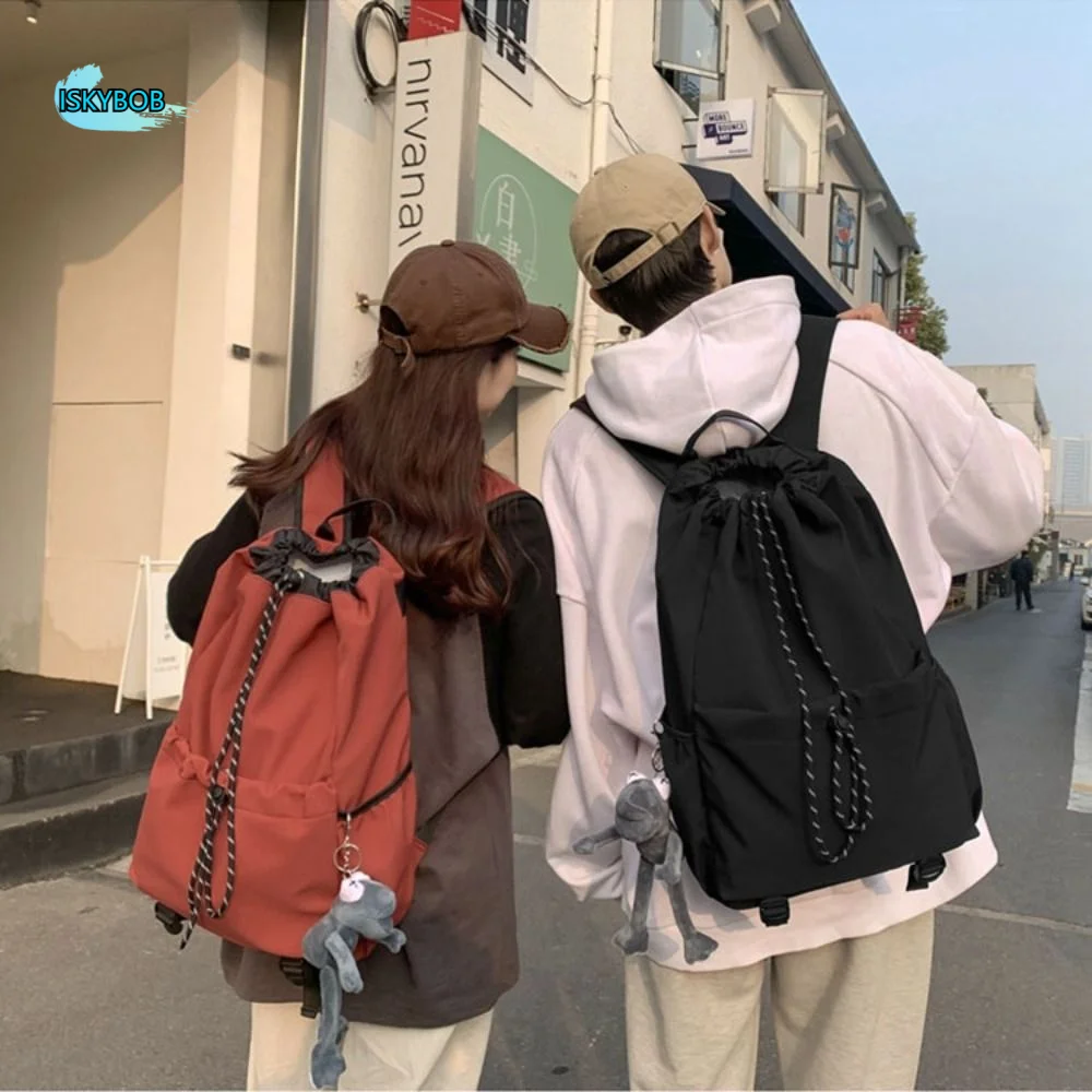 

Fashion Drawstring Hiking Backpack Large Capacity Multi Pocket School Bag Cloth Casual Shoulder Bag Textbook