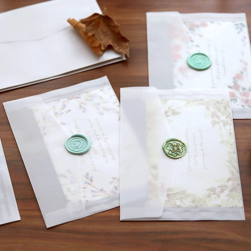 50PCS Blank Envelope Translucent Paper Envelopes Set Letter Vintage Invitation Envelopes For Cards