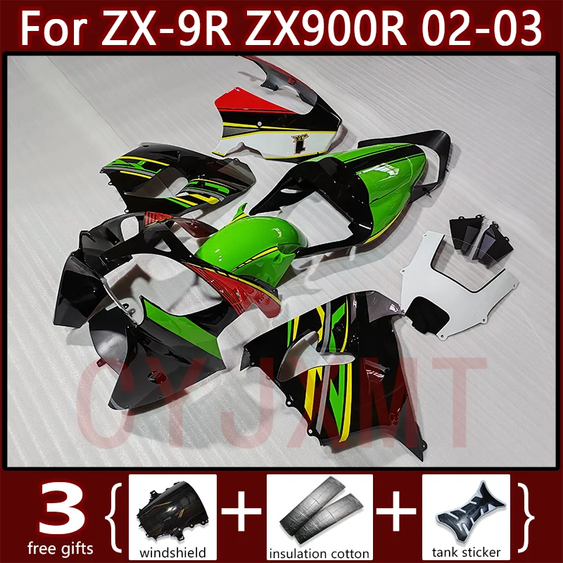 

Motorcycle Molding Fairings for Kawasaki ZX-9R 900 2002 2003 Full Cover Fairing Kit ZX900R ZX9R 02 03 Customize Bodywork Housing