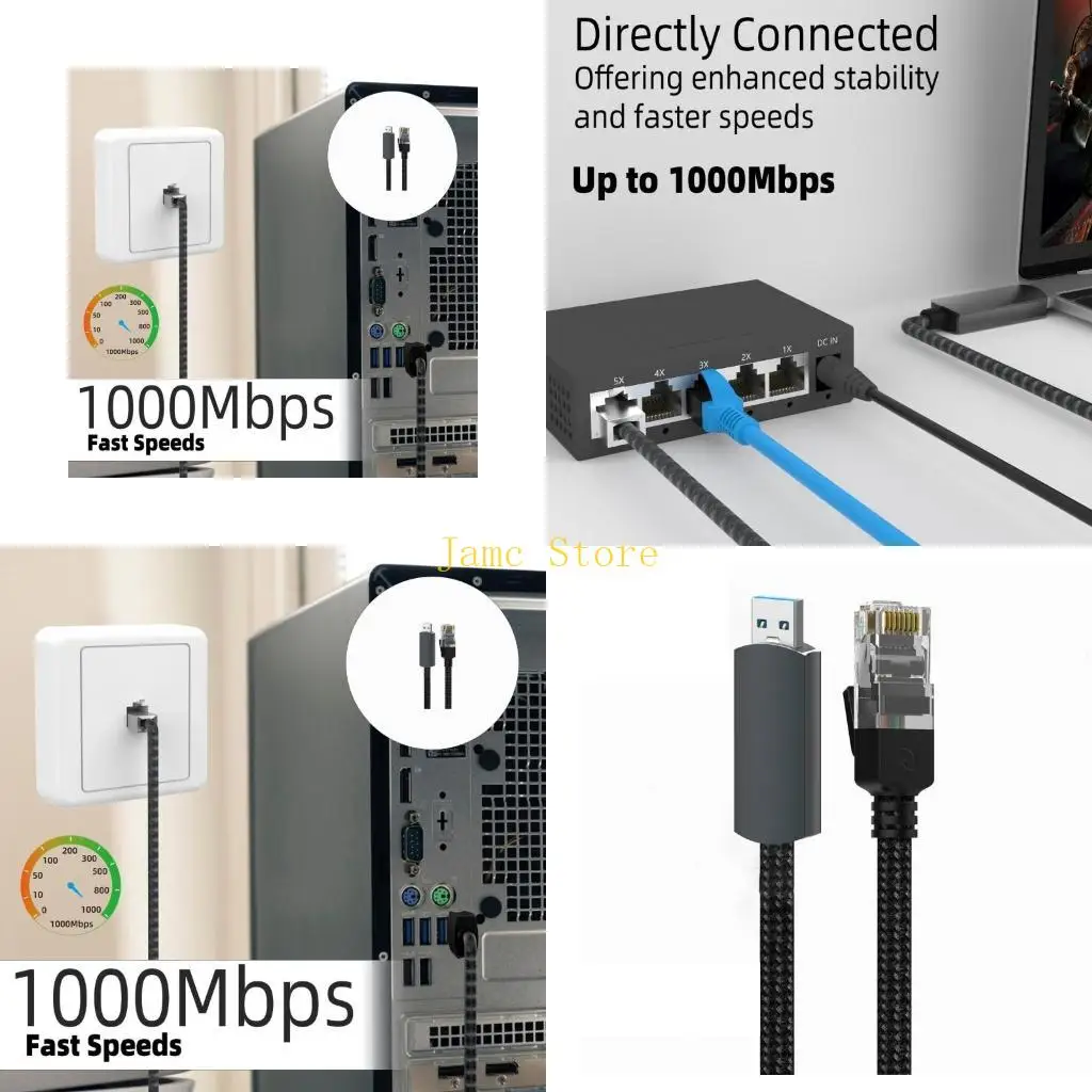 

LX0B Fast Speed USB3.0 Gigabit Ethernet Adapters Cable Plugs And Play Multiple OS Support