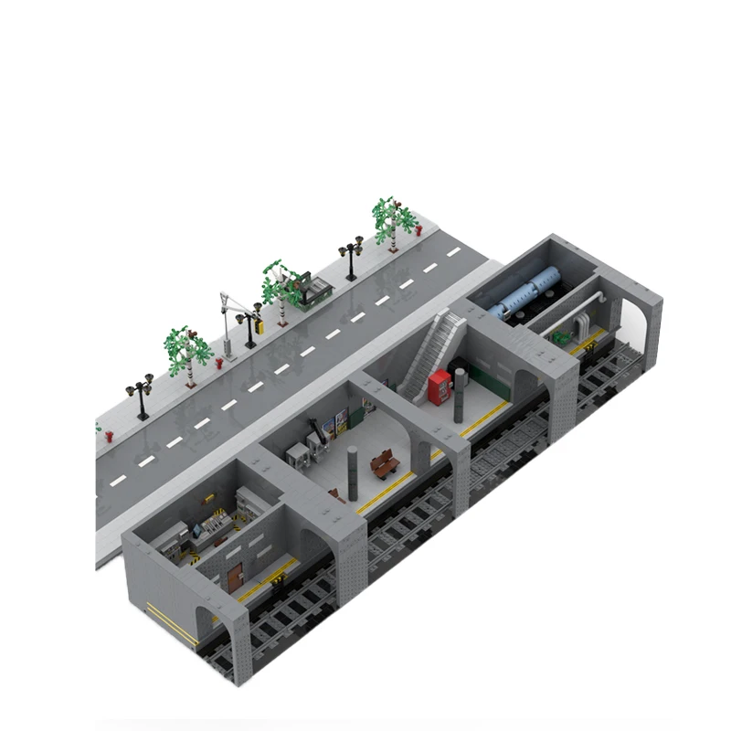 MOC-153690 City Railway Underground Station New York Train Station Modular Building Block Assembly Model Brick Toy Kid Gifts