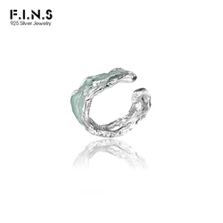 F.I.N.S 1PC Irregular Surface Enamel S925 Sterling Silver Ear Clip Texture Ear Cuffs for Non Pierced Ears Catilage Fine Jewelry