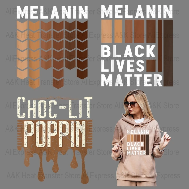 

Black Melanin Letter Patches - Washable Heat Transfer Patches for DIY Clothing, T-Shirts, and Canvas Bags