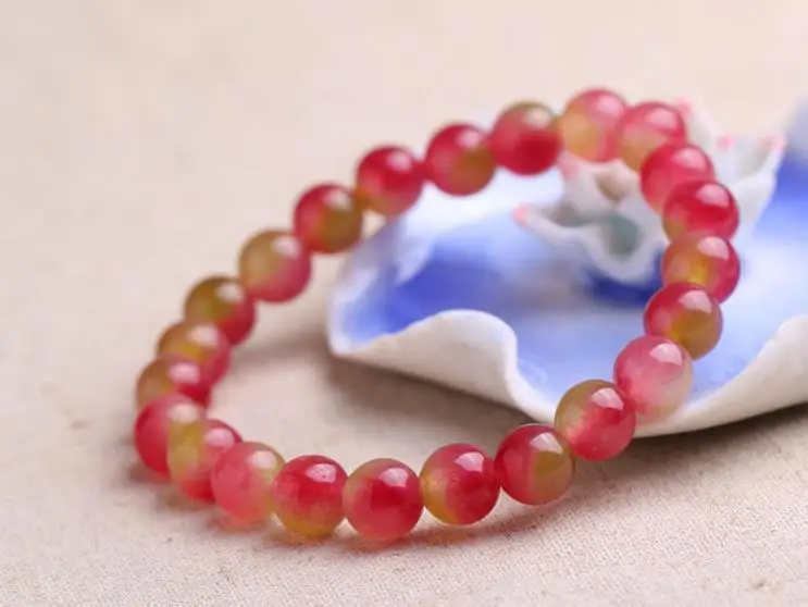 8mm Colorful Chalcedony Gemstone Mala Stretchy Bracelet Eco-friendly Men Party Jewelry Lovers Prayer