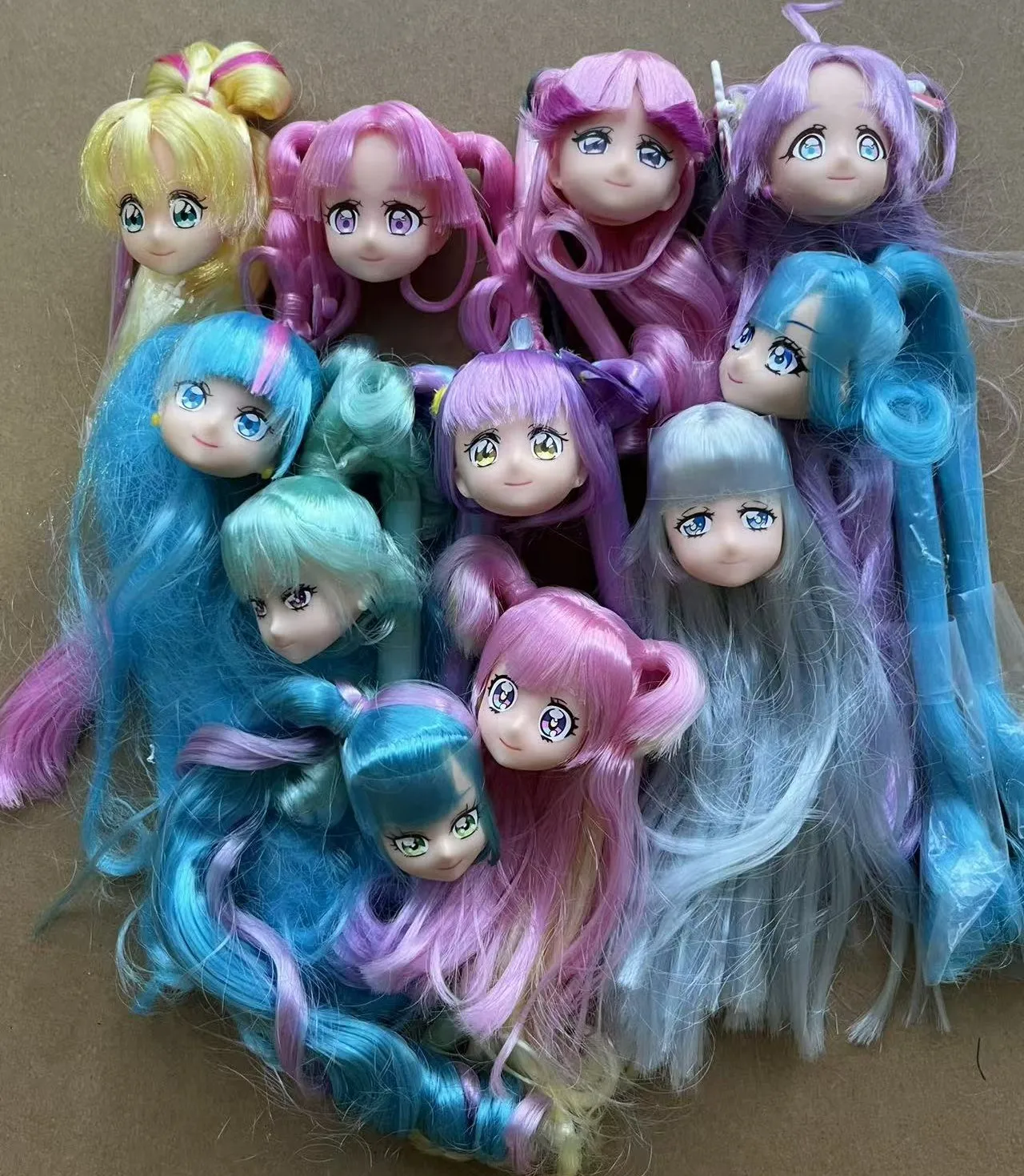 

Original Jenny Licca Doll Heads Cute Little Girl Colorful Long Hair Heads DIY Doll Dressing Figures Girl Gifts Toys