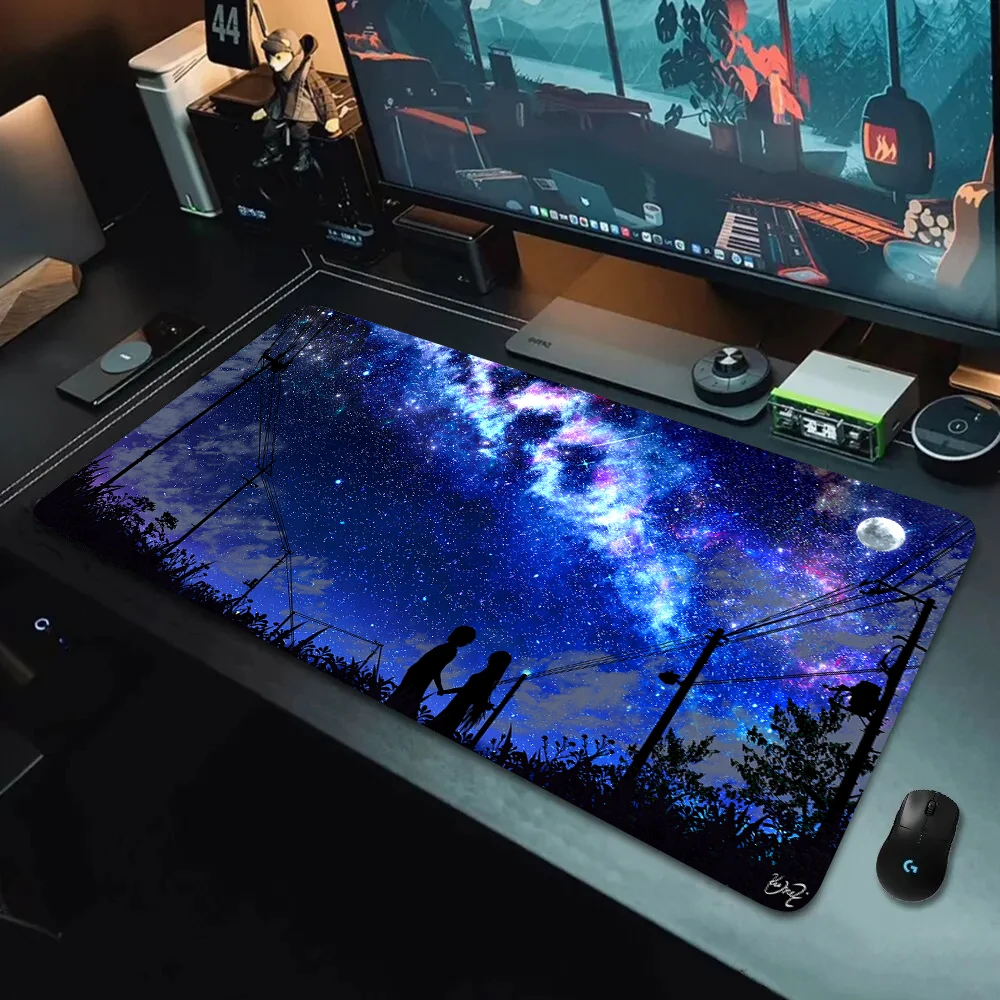 

Starry Sky Night Anime Mouse Pad Large Computer Offices Game Mat Rubber Anti-slip Gaming Accessories Keyboard Long Desktop Pads