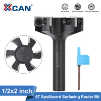 XCAN CNC Spoilboard Surfacing Router Bit 1/2 Shank Upgrade 6 Wing Wood Slab Flattening Planing bit Carbide Insert Milling Cutter