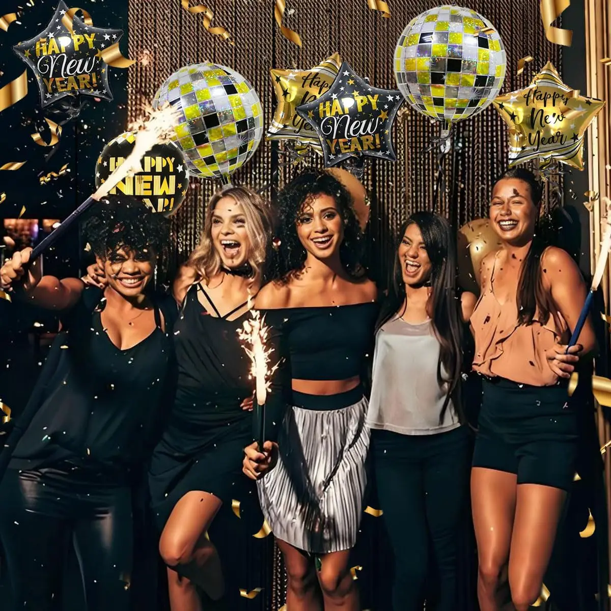 7 قطعة السنة الجديدة احباط بالون مجموعة 18 بوصة سنة جديدة سعيدة بالونات الهيليوم عيد ميلاد سعيد السنة الجديدة ليلة حفلة ديكور داخلي في الهواء الطلق #5