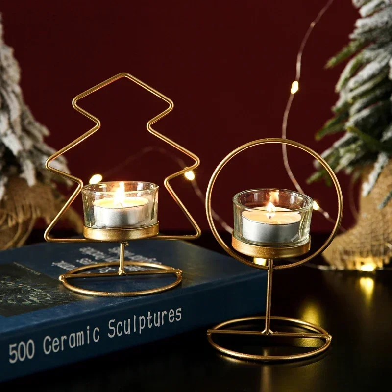 

Christmas tree star candle holder Ornaments dinner Candlestick home table decoration creative aroma candles glass candle holders