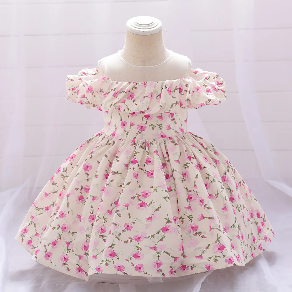 

Summer Floral Princess Dress For Baby Girls Toddler Kids Fashion Tulle Prom Gown Newborn 1st Birthday Puffy Ball Gown Baby Wear