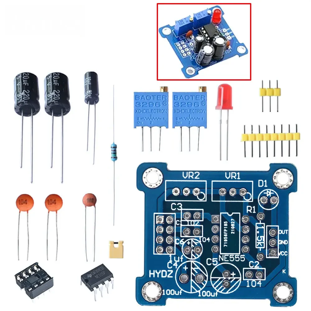 NE555 Adjustable NE555 Pulse Control Module - Duty Cycle & Frequency Tunable Square Wave Signal Generator for DIY/STEM Labs