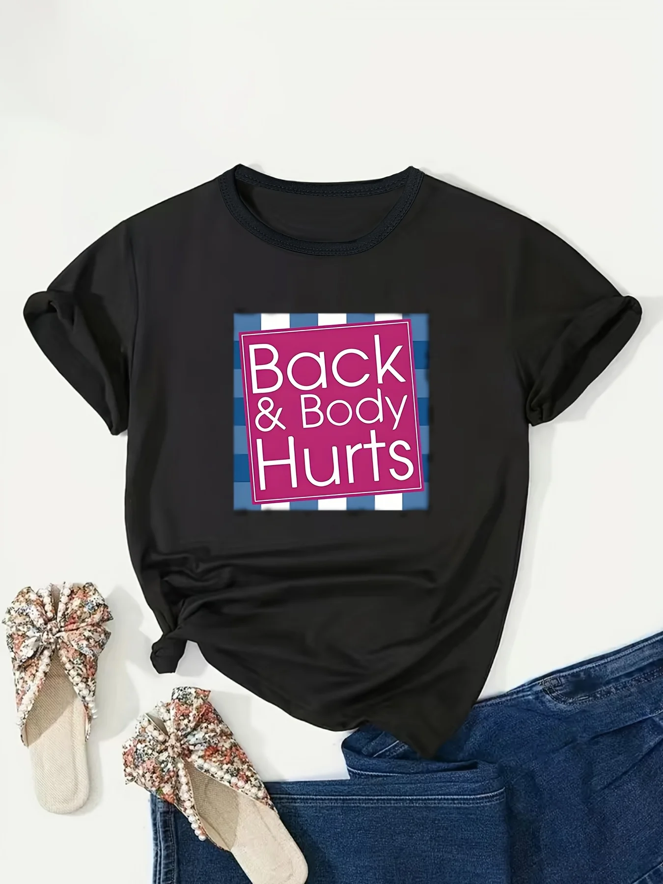 Casual T-Shirt Fabric Crew Neck Sleeve with 