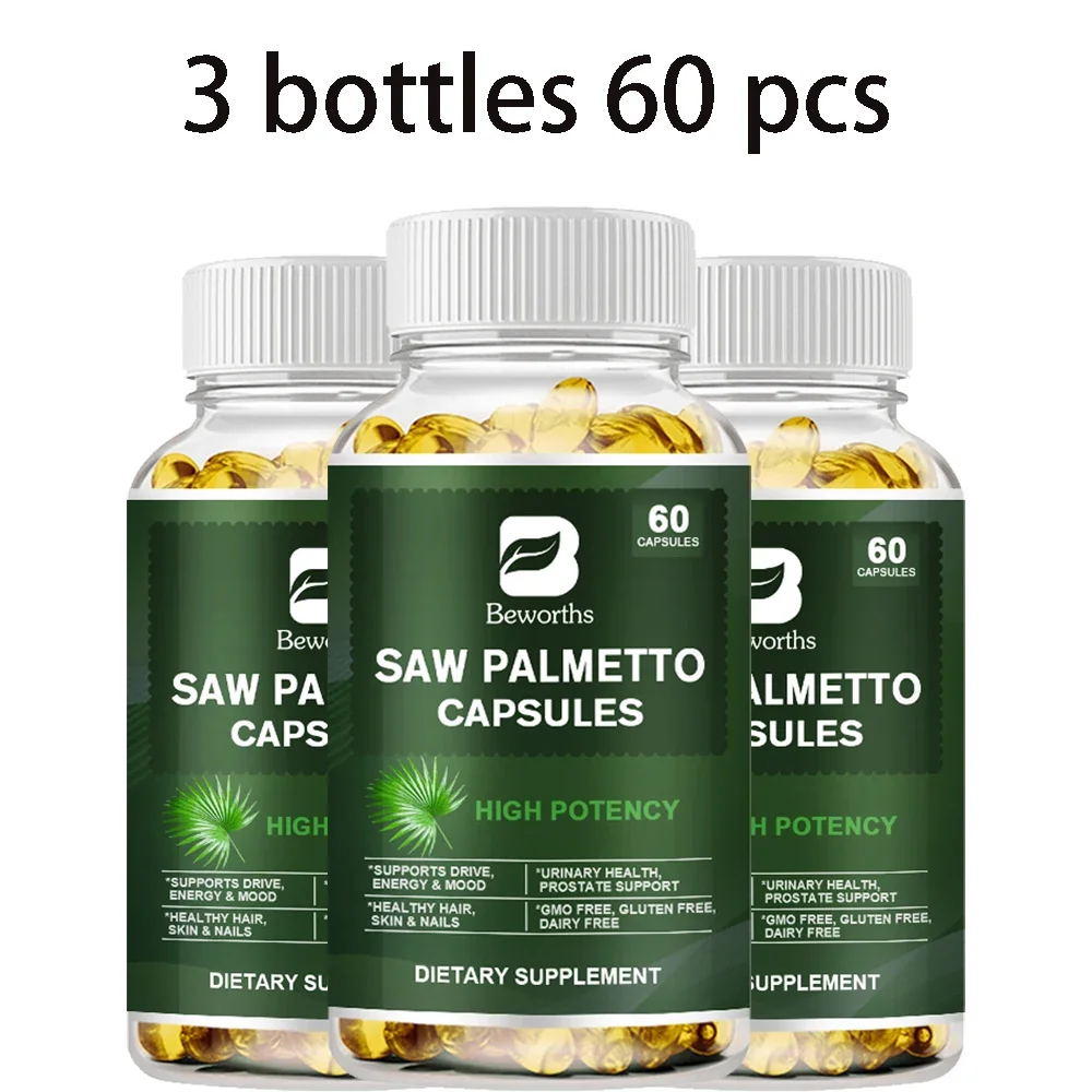 BEWORTHS 500mg Saw Palmetto Capsules for Male Prostate and UrinaryTract Health DHT Blocker for Healthy Hair Growth