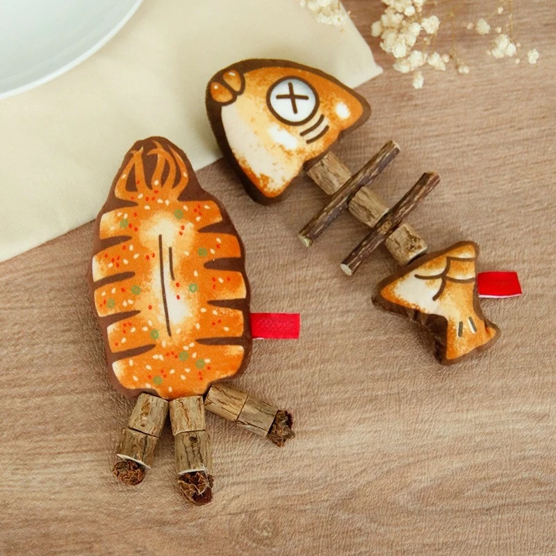 Cat Toy Fish Bones Polygonum Wood Simulated Fish Molars Self-hi Toy Grilled Fish Wholesale Spot Cat Toys Pet Products