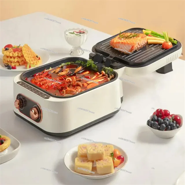 

2 in 1 Electric Hot Pot BBQ Grill 1800W Multifunction Portable Home Foldable Non-Stick Split Pot Smokeless Barbecue Pan
