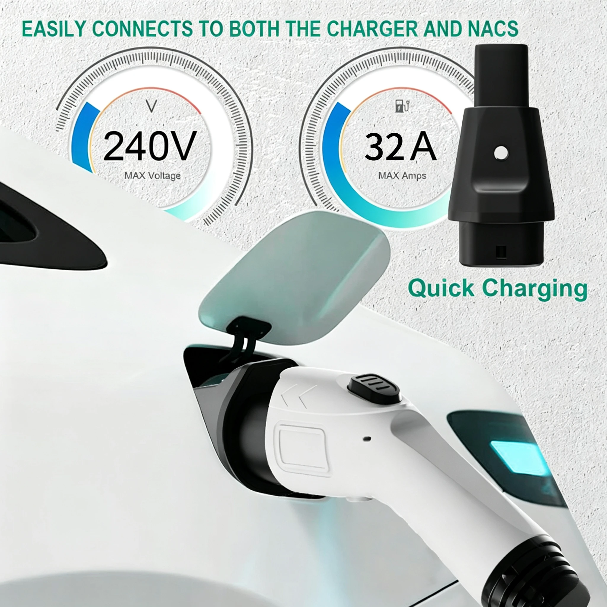 GB/T to NACS EV Charging Adapter 32A 7KW with Temperature Control Safe Fast Charging Converter for Tesla NACS Electric Vehicles