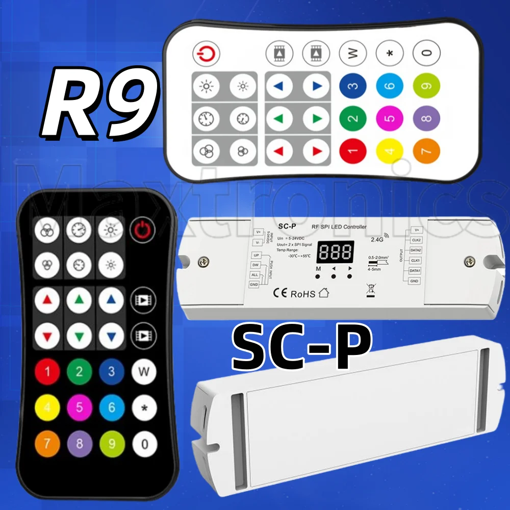 

SC-P Поддержка радиочастотного пульта дистанционного управления R9 и кнопочного переключателя для RGB/RGBW или белого MAX900Pixel Strip DC5-24V RF SPI светодиодный контроллер