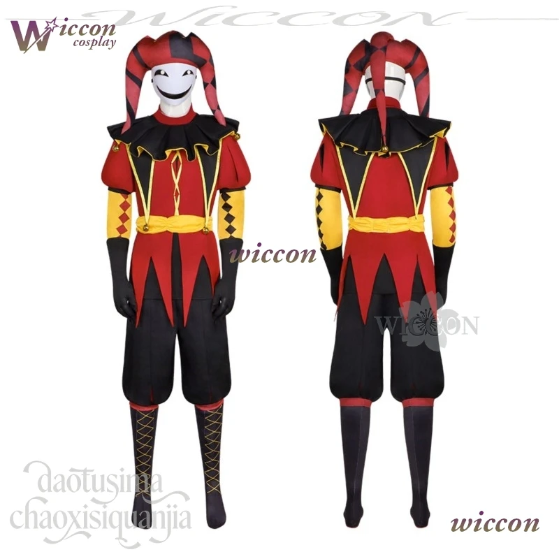 iesq/ The Freakak Game Circusus Cosplay Pierrotot Costume Red Black Horror Clown Uniform 3D Polylactic Acid Mask Wigs Halloween view 4