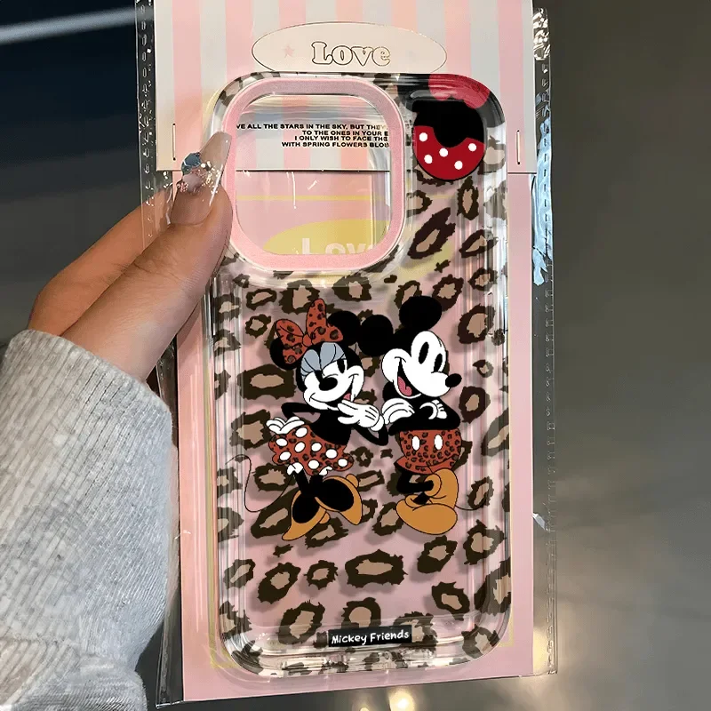 Adorável leopardo mickey minnie claro caso de telefone para vivo y03 y16 y17 y17s y19 y21 y28 y36 y52s y55s y73s y75 y78 y100 4g 5g capa