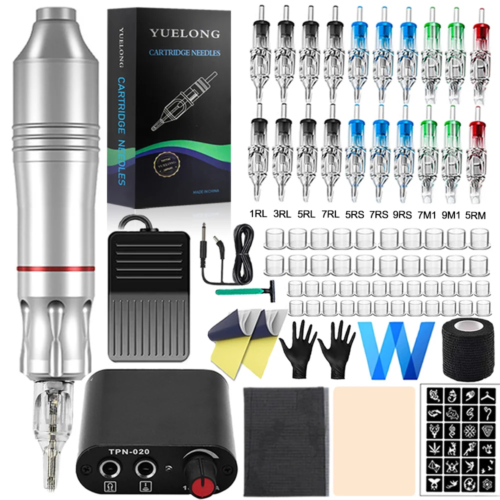 

Tattoo Kits Rotary Tattoo Machine Pen with Power Supply Foot Pedal Cartridge Tattoo Needles Set for Tattoo Artist Beginner Kit
