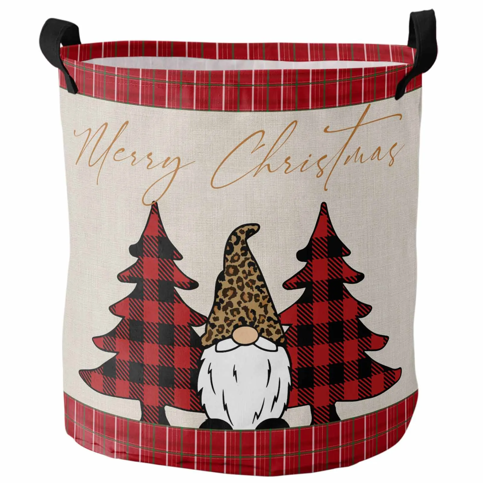 Christmas Plaid Lace DecorationLaundry Basket Portable Foldable Household Laundry Storage Bag Oxford Cloth Dirty Clothes Basket