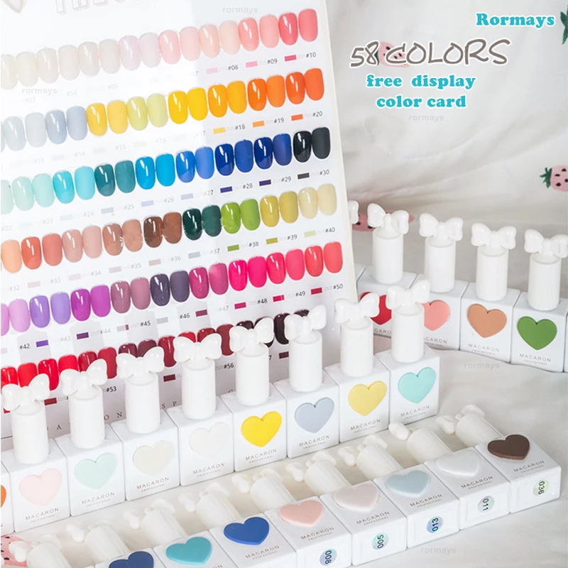 Rormays Summer Macaron żel do polerowania 58 sztuk mieszany lakier do paznokci Salon paznokci miłość trwała nanna UV kolor błyszczący podkład zestaw salonowy