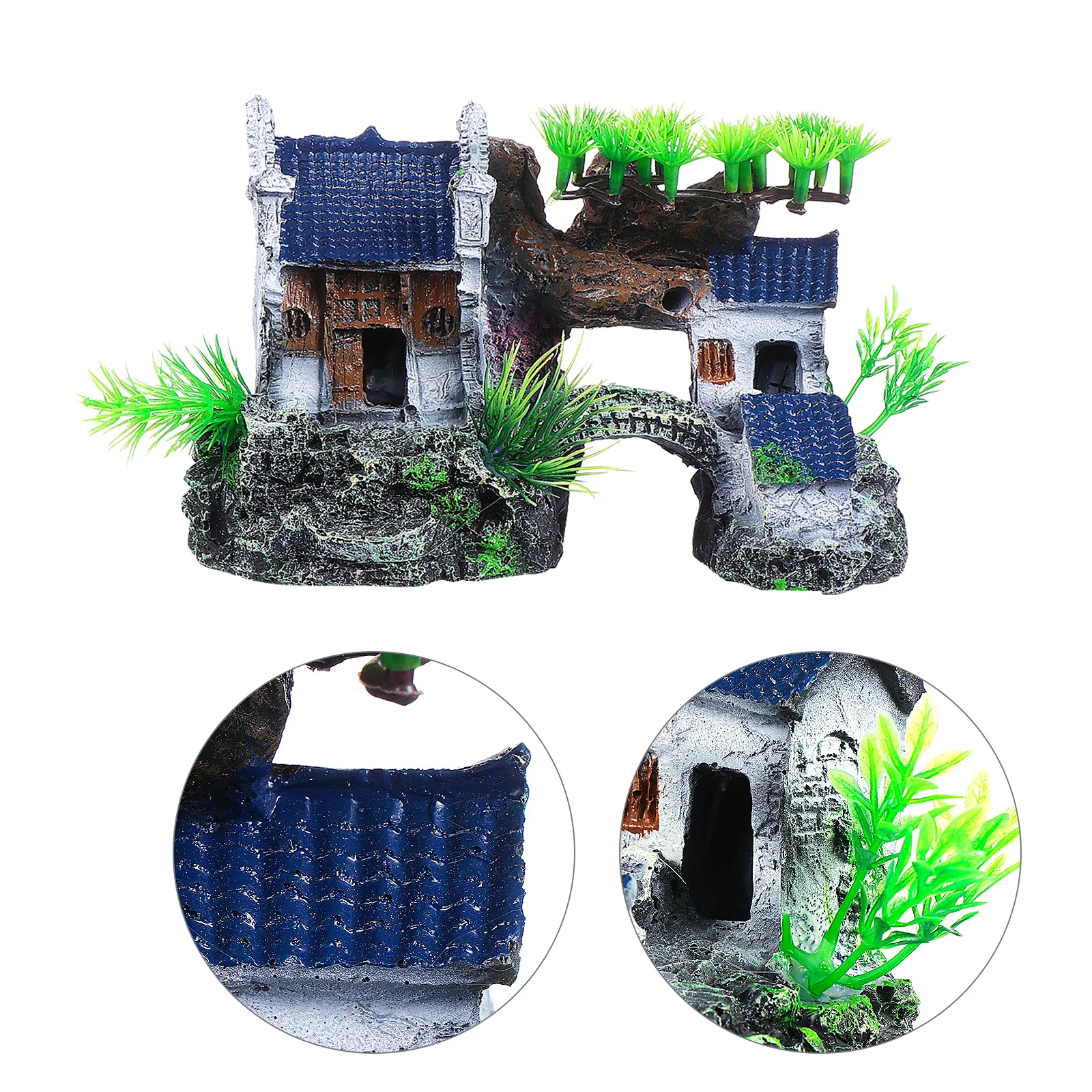 

Fish Ornament Aquarium Resin Decoration Landscaping Hideout Bridge Country