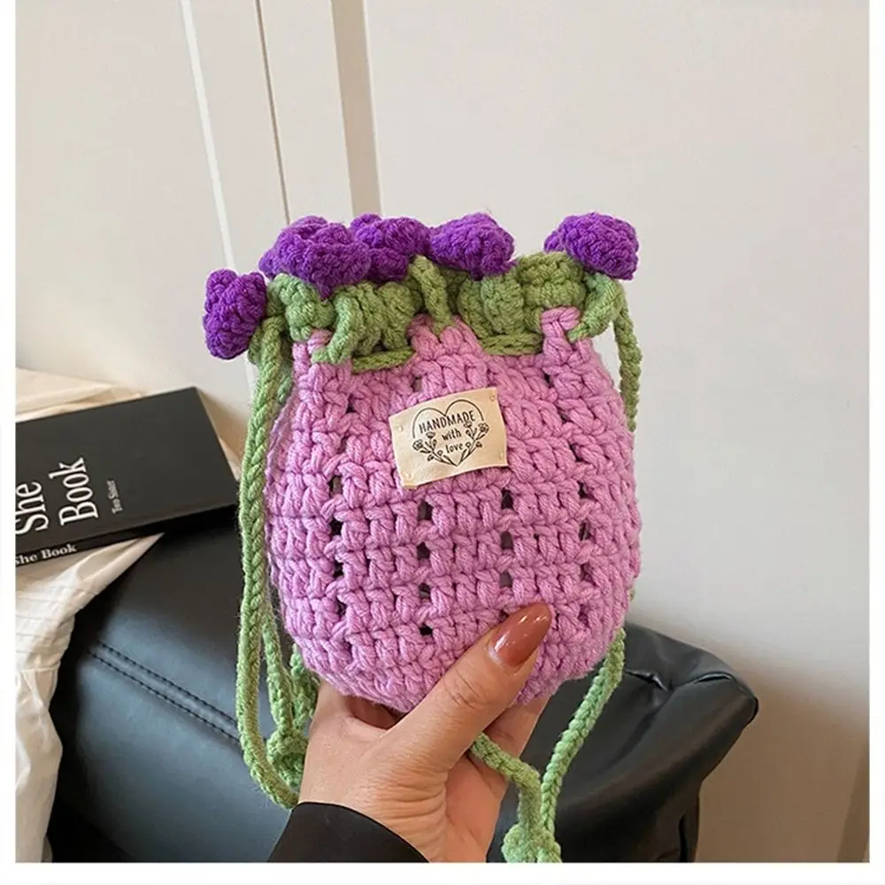 

Bohemian Rose Bouquet Weave Bag Crochet Hollow Out Flower Shoulder Bag Cotton Rope Storage Bag Knitted Crossbody Bag Travel