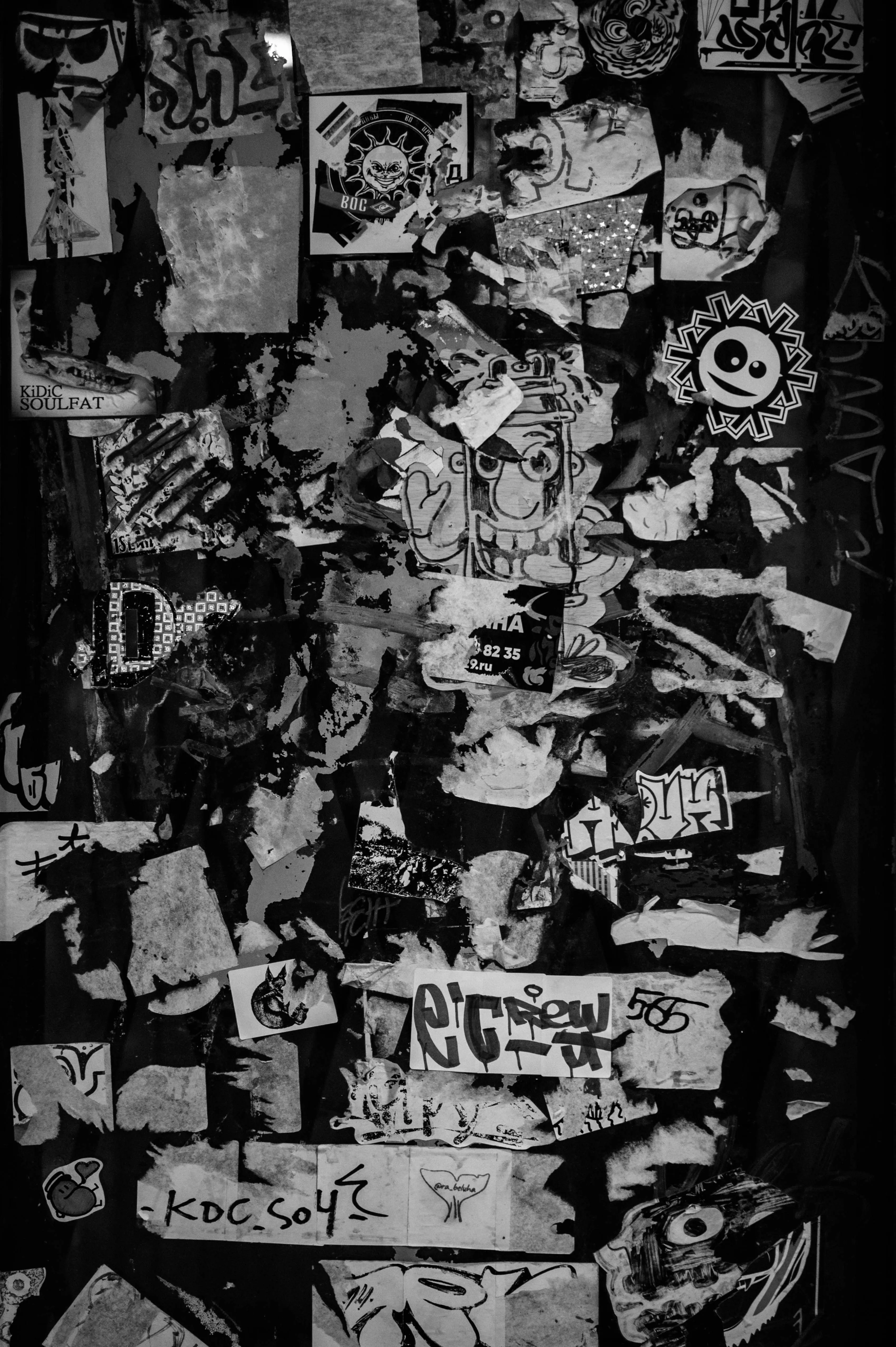 

Black White Street Graffiti Collage Jigsaw Puzzle, Vintage Urban Sticker Art Living Room Wall Decor Brain Teaser Game
