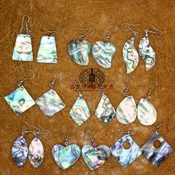 Natural Abalone Shell Water Drop Earrings Square Flat Paua Shells Geometric Dangle Earring for Women Casual Jewellery