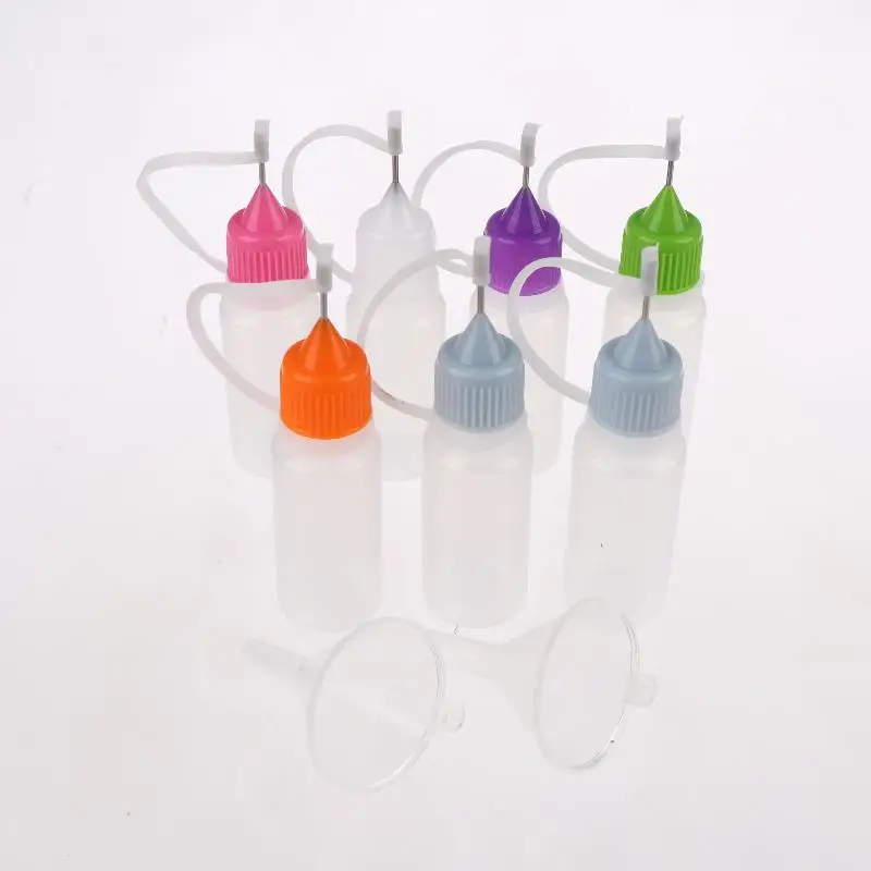 1 Set durchsichtige Plastikflaschen mit Nadelspitze und auslaufsicheren Deckeln in verschiedenen Größen, perfekt für die Aufbewahrung von Bastelkleber – Detail 7