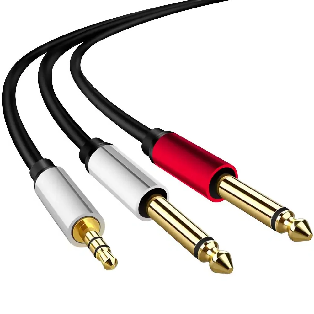 

1.8M/6Ft 3.5mm Jack 1/8 TRS To Dual 6.35mm 1/4 TS Mono Y Splitter Stereo Audio Cable for Cellphone MP3 Speakers Audio Systems