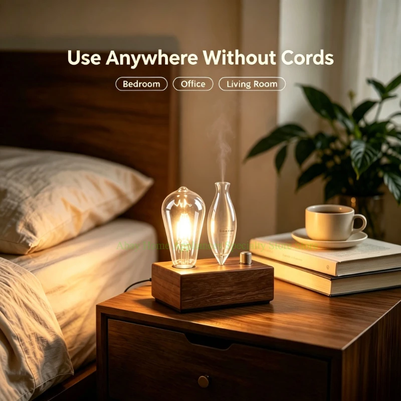 Rechargeable Waterless Nebulizing Essential Oil Diffuser Wooden Glass Cordless Aromatherapy Nebulizer Home Fragrance Diffuser view 6