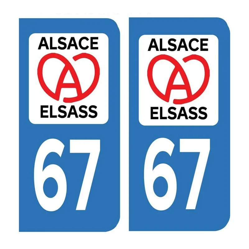 ملصق لوحة الترخيص Oaksley F30، 67 ELSASS ALSACE ACOEUR DEPT 94 ILE DE FRANCE DEP 67 ALSACE ملصق PVC مقاوم للماء
