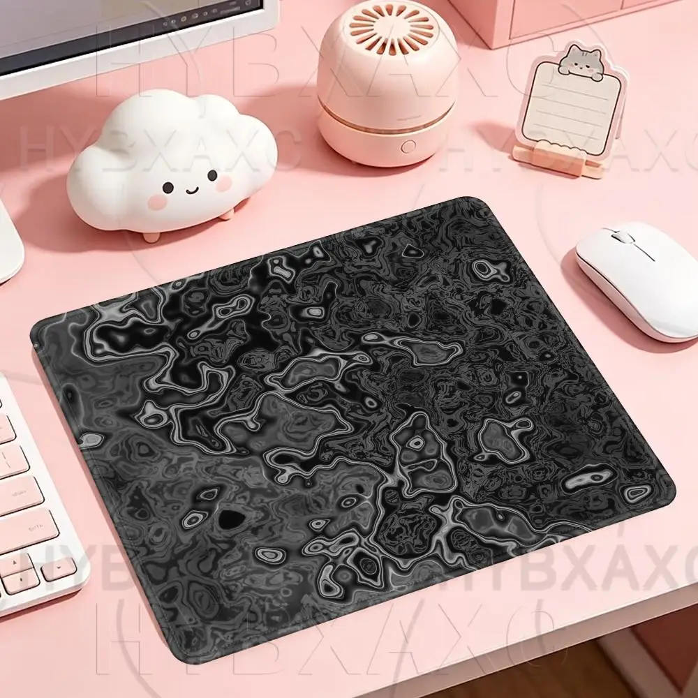 Fluid texture Mouse Pad Multiple Sizes Large Square Computer Office Game Table Mats XS Black White Strata Liquid Rubber Mousepad
