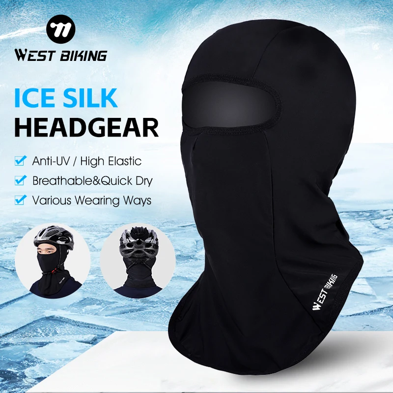 WEST BIKING-gorro de seda de hielo para hombre y mujer, bufanda para bicicleta, cubierta de cara completa, pasamontañas, pesca, deporte al aire