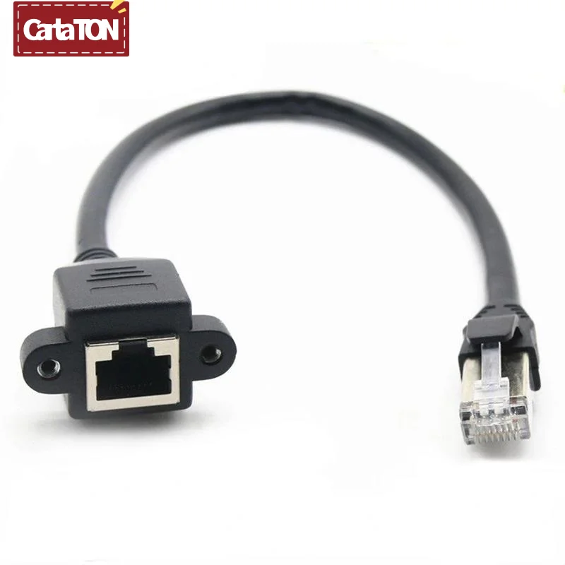8P8C FTP STP UTP RJ45 Cable Male To Female 100M/1000M Speed Cat5 Cat6e Screw Panel Mount Ethernet LAN Network Extension Cable