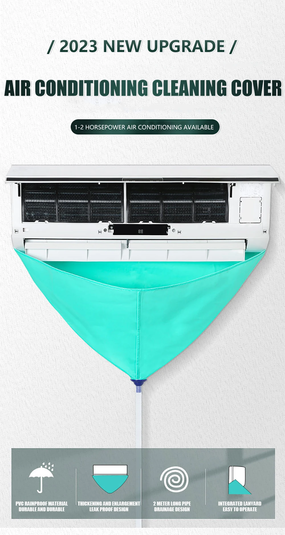 Reinigungsbeutel-Set für Klimaanlagen mit Abflusswasserrohr, kompletter Satz Reinigungswerkzeuge, auslaufsichere Reinigung der Klimaanlage – Detail 3
