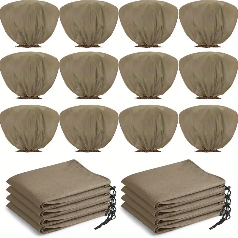 12pcs Winter Plant Covers Frost Protection Bags for Shrubs Trees and Roses 100x60cm with Drawstring Autumn Winter Outdoor Garden