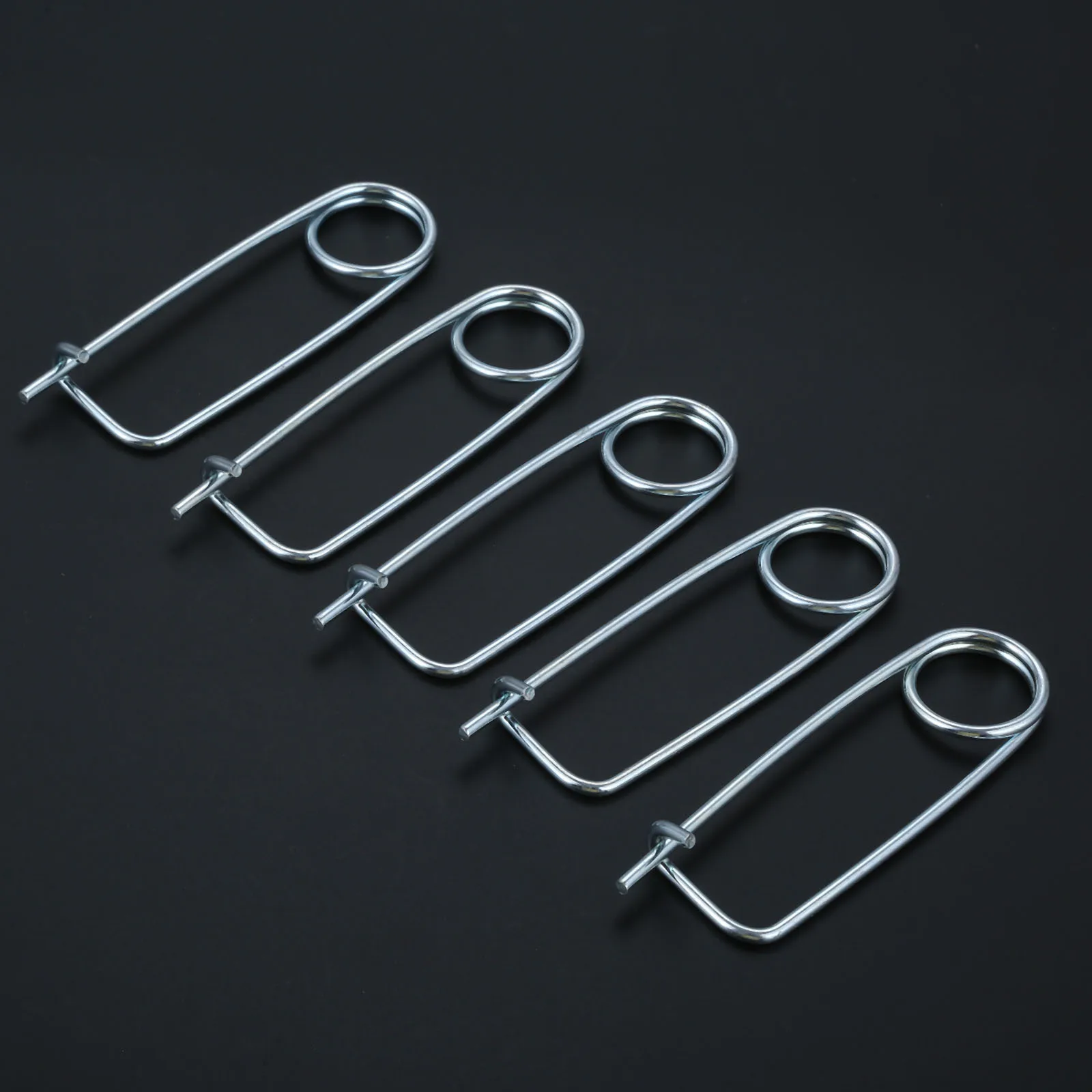 5 Pcs เหล็ก Cotter Pins ความปลอดภัยฤดูใบไม้ผลิคลิปลวดล็อคความปลอดภัย Pins สำหรับรถพ่วงเรือสนามหญ้าสวน Hitch 65*25มม.