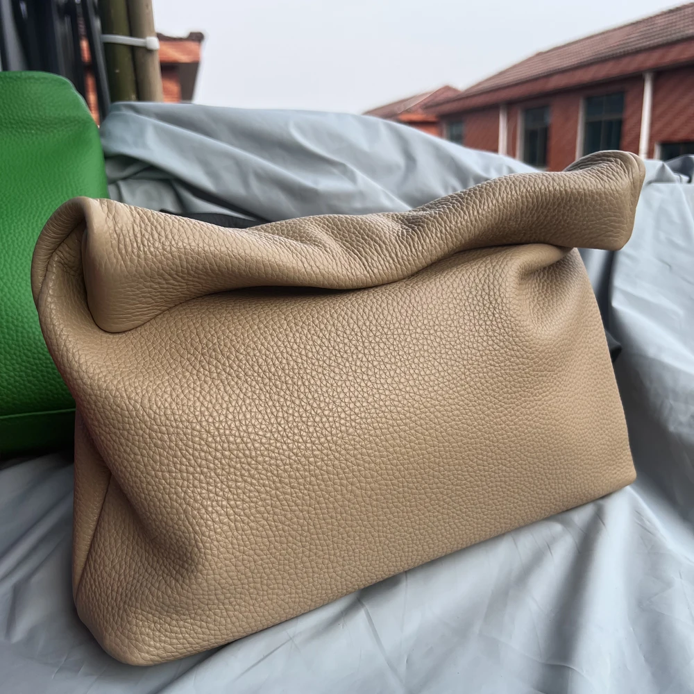 Neue Euro-Mode Gekräuselte Handtaschen Trendige Büro-Handtaschen mit Handyfächern Hochwertige Tragbare Echtleder-Handtaschen für Damen – Detail 4