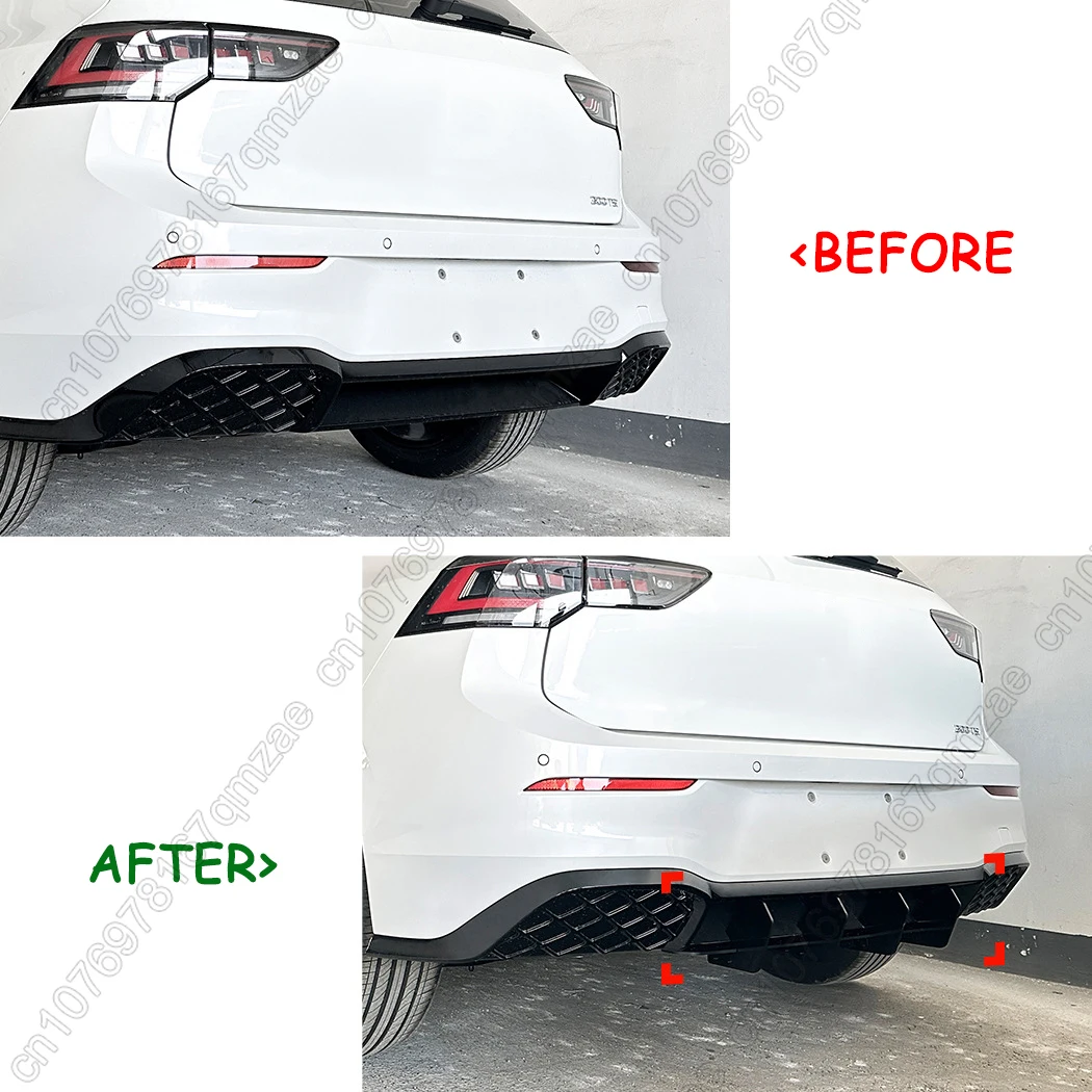 4 Pcs Fin Rear Bumper Lip Diffuser For Volkswagen VW MK8 Facelift MK8.5 R-Line 2024-2025 Estate R-Line Black ABS Spoiler Tuning
