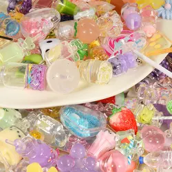 30-50pcs/Lot Randomly Mix Candy Drinks Fruits Lollipops Mineral Water Pendants Glass Jewelry Handmade Earrings Bulk Accessories