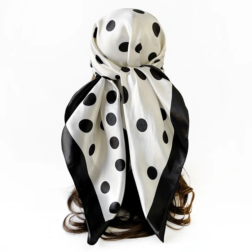 2026 New Dot Print Hijab Scarf For Women Shawl Neckerchief Female Hair Bands Head Wraps Headband Foulard Satin Hijab Bandana view 4