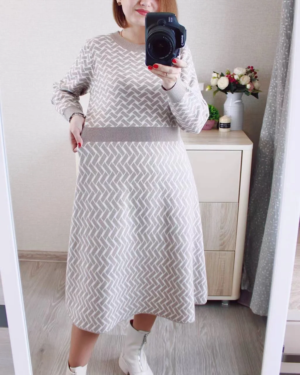 GIGOGOU Luxury Jacquard Women Long Knit Sweater Dress CHIC Autumn Winter A Line Dresses With Belt Pleated Maxi Midi Party Dress