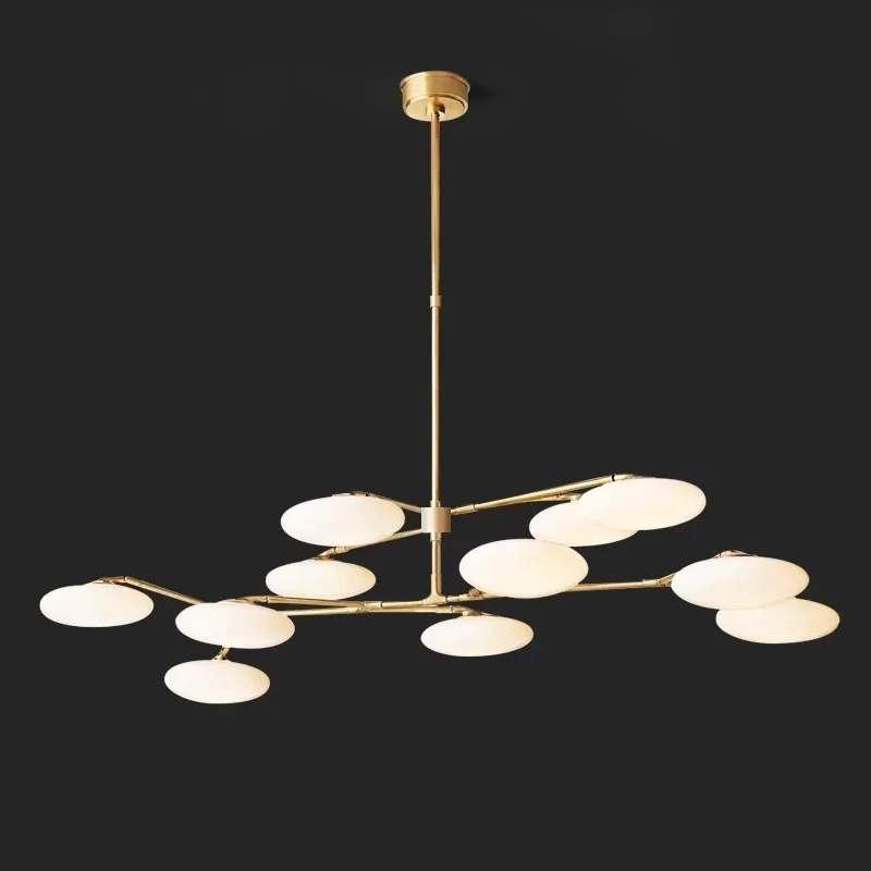 

2025 New French Style Brass and Glass Chandelier Copper Silver Black Finish Dimmable Ceilings Lustre for Hotel and Villa