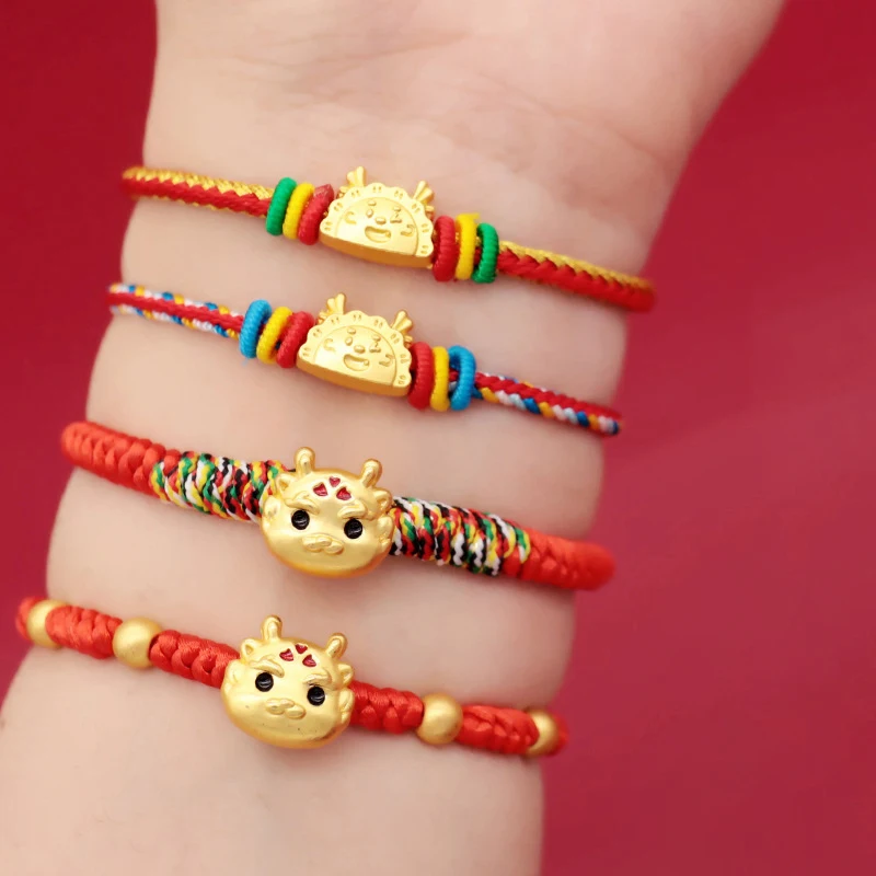 

Dragon Year Bracelet Golden Zodiac Dragon Lucky Dragon New Year Red Rope Bracelet Gift