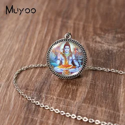 2023 New Arrival Fashion Painting India Shiva Ganesha Hindu God Glass Dome Antique Pendant Handmade Jewelry Vintage Necklaces