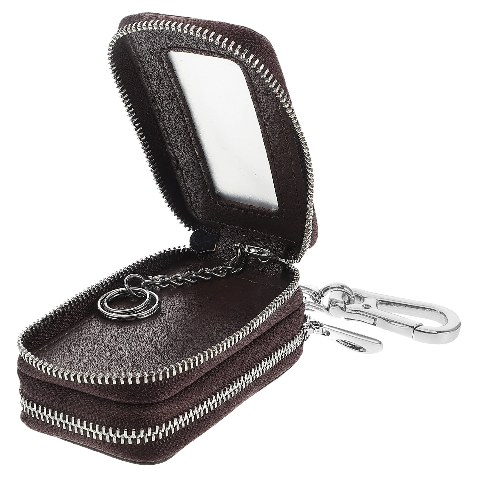 

Pattern Key Bag Pouch Car Keys Keychain Holder Cowhide Fob Zipper Case Man Key ganizer Dual Compartments Protective
